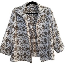 Chico's Open Front Jacket 3/4 Sleeve Polyester Rayon Blend Women's Size 2 READ 
