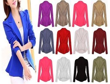 Womens Peplum Frill One Button Blazer Fitted Jackets Ladies Long Sleeve Slim Fit
