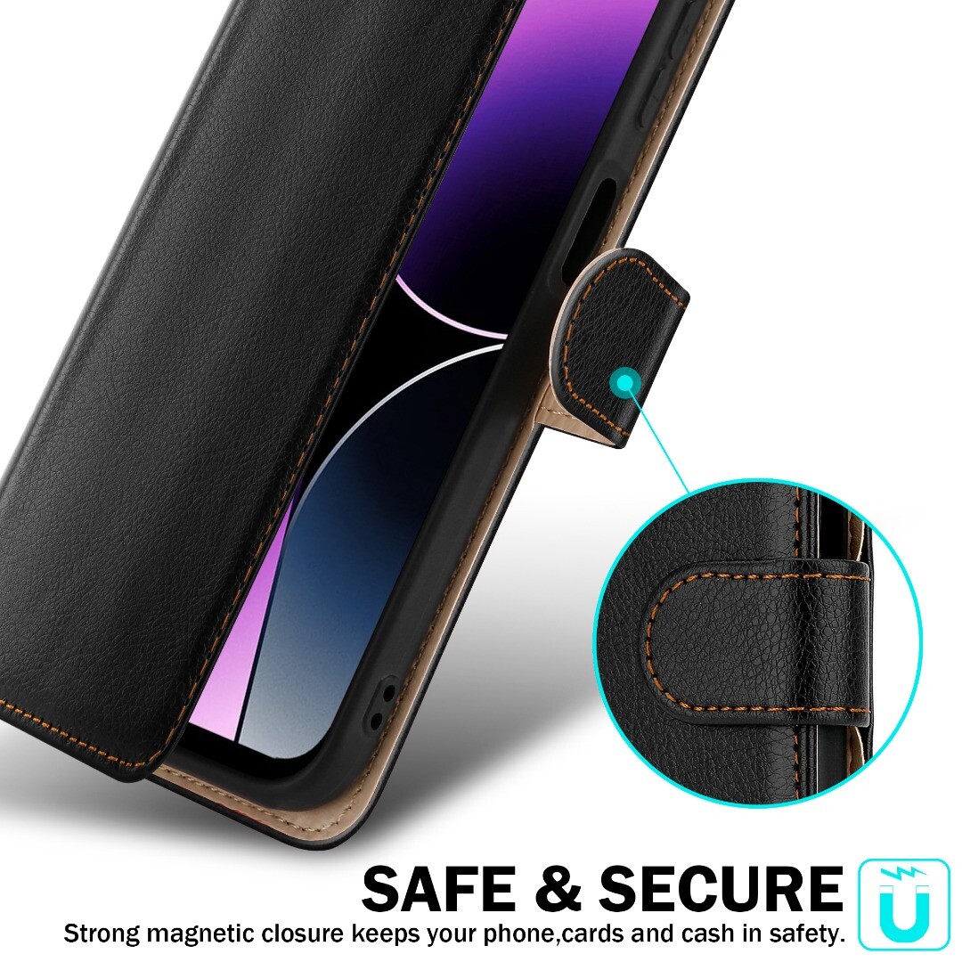 Leather Folio Cover per Ulefone Note 16 Pro, Custodia in Pelle PU