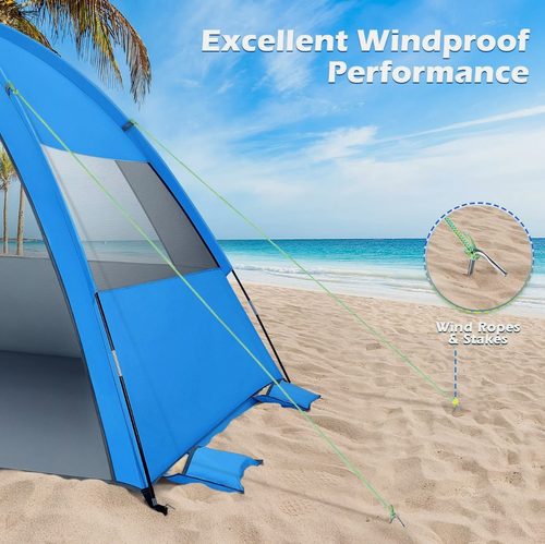 MOVTOTOP Folding Beach Tent Portable Sun Shelter UPF 50+ Blue for 2-3 people - Picture 6 of 9