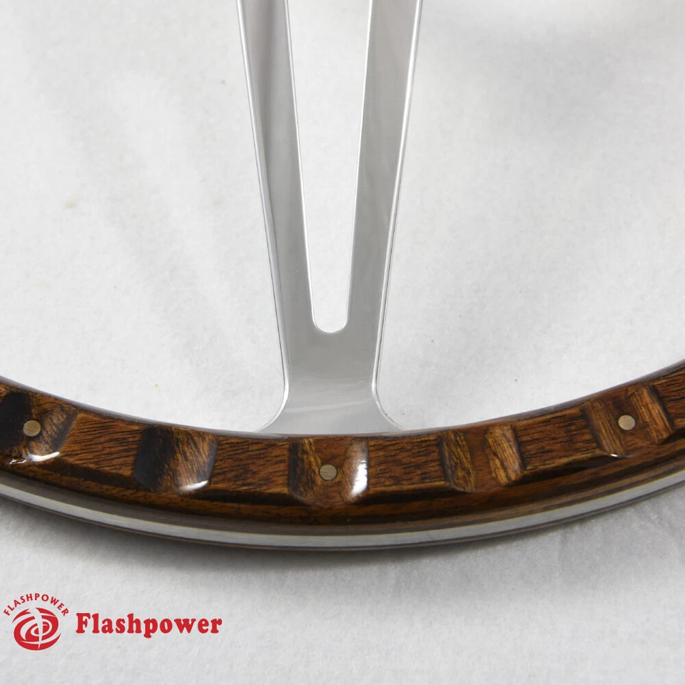 Volante clásico de madera laminada remachada de 14"" restauración MG VW SuperBeetle Foto 4 de 4