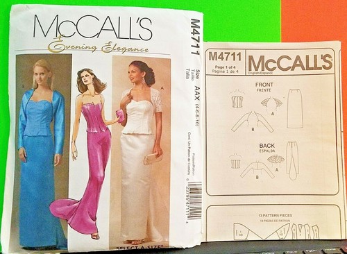 McCalls 4711 4719 Bustier Godet Skirt Capelet Gown Shrug Wrap Sewing Patterns-FF - Picture 2 of 9