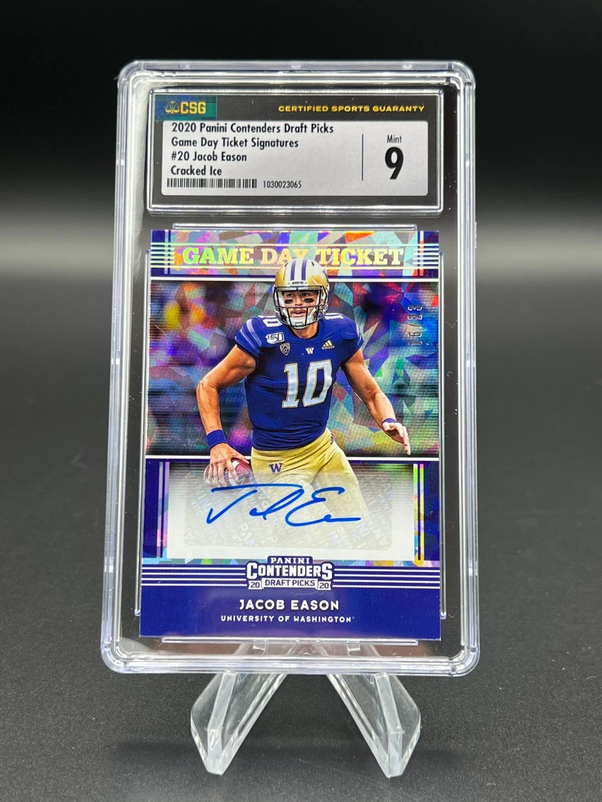 Jacob Eason Panini Contenders Draft Picks Game Day Ticket #20 Cracked Ice