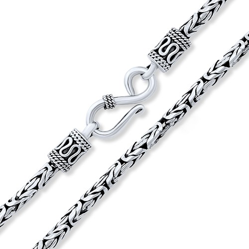Balinese Handmade 3MM Sterling Silver Byzantine Chain Necklace 16-20 Inch - Picture 2 of 5