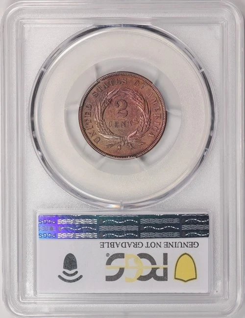 1865 Fancy 5 PCGS Choice AU Details Two Cent Piece, Some Luster and Red, No Res! - Image 4 of 4