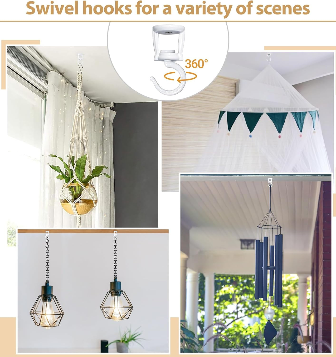 Ceiling Hooks for Hanging Plants, Heavy Duty Metal Plant Hanger for Drop Ceil...