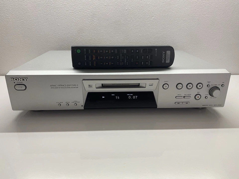 Sony MDS-JE480 Minidisc Deck MDLP GWO + Fernbedienung. Auswurfriemen ersetzt
