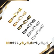 30 Set 5mm Leather Cord End Caps with Lobster Claw Clasps Barrel Terminators