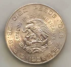 Photo of a 1956 Mexico 10 Pesos Silver from an eBay listing that sold on Jul 12, 2026