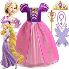 Disney Rapunzel Prinzessinnenkleid Mädchen Cosplay Kostüm Puffärmel
