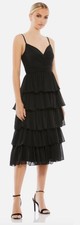 NWT Mac Duggal Womens Black Ruffle Tiered Dress