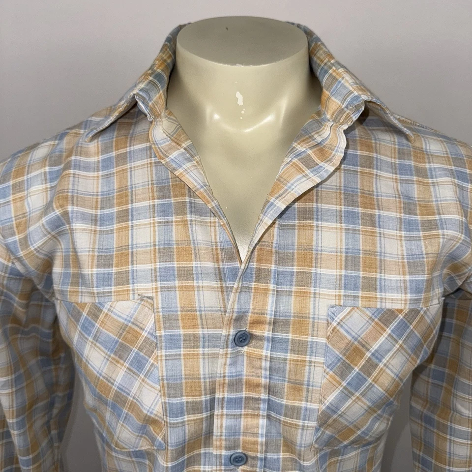 Camisa Montgomery Ward Botón De Colección Años 70 Rockabilly Aturdida Confusa Cuadros Para Hombres Mediana Foto 4 de 4