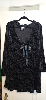 Killstar Black Velvet Burnout Mini Dress 3x