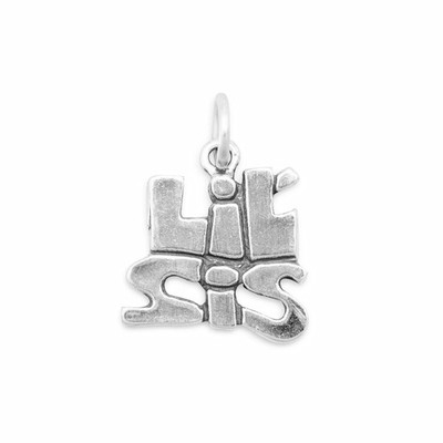 .925 Sterling Silver Oxidized Lil Sis Charm