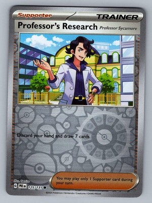 Professor's Research 125/131 Prismatic Evolutions Pokemon Reverse Holo NM