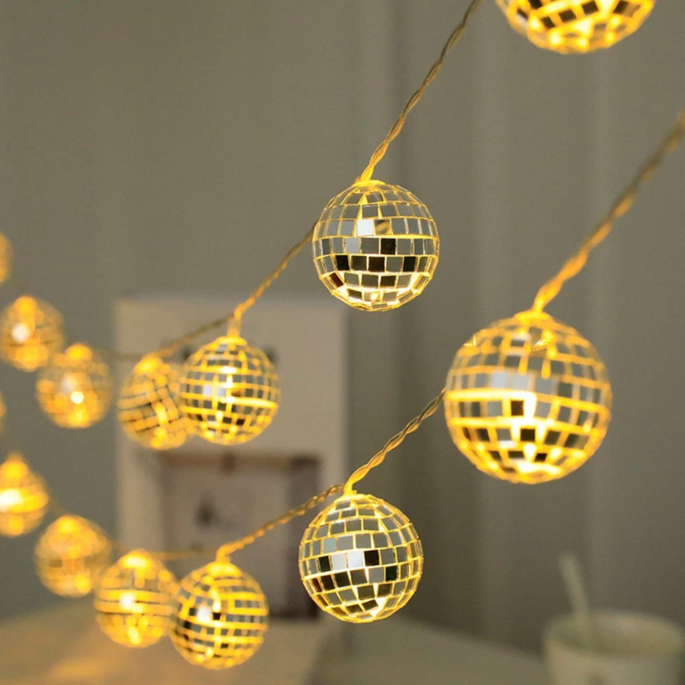  1 set di luci a corda a led interni da esterno Decor sospeso Disco Ball String - Immagine 2 di 4
