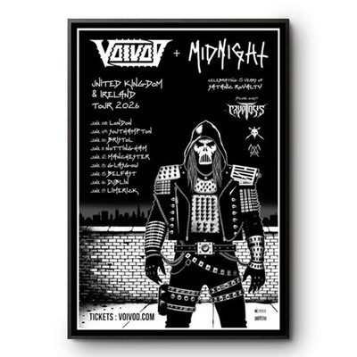 Poster Voivod Midnight Tour 2026 UK Ireland Metal Music Concert Art Print Decor