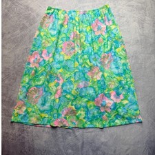Vtg 70s Fairycore Coquette Half Slip Skirt womens sz L pastel Floral Scalloped