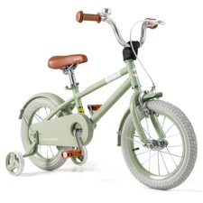 Kids Bike with Adjustable Handlebar and Saddle Green-14 Inches - Color: Green -