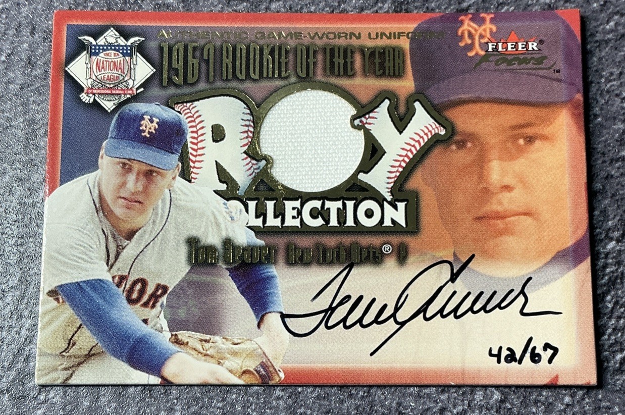 Tom Seaver 2001 FleerFocus “ROY Collection” Authentic Game Worn/Auto /67