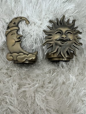 Bronze smiling sun,& Moon tealight candle holder 3 1/2'' h, 3''w, 2 5/8'' d
