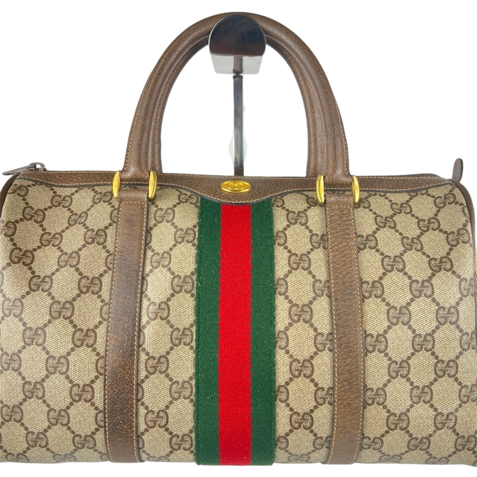 Borsa Gucci Vintage GG PVC Pelle Linea Sherry Mini Boston Borsone Autentica Giappone