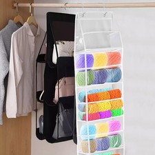 Hanging Yarn Storage Organizer with 6 Large Pockets, Clear Knitting Organizer...