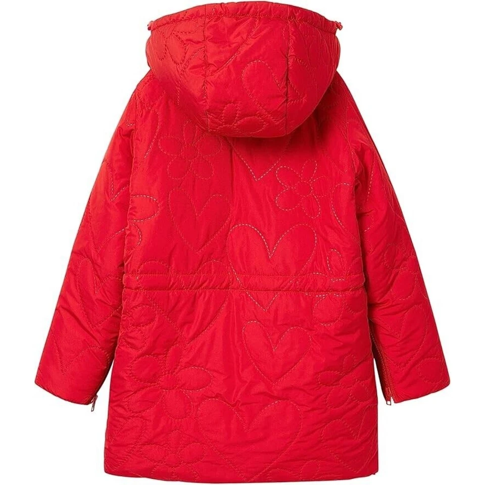 Desigual Girl's Heart Flower Woven Jacket (Size 11/12) Padded Sleeve Coat NEW - Image 3 of 4