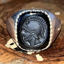 Roman Soldier Sterling Silver 925 Signet Ring Size T.5 - Great Item