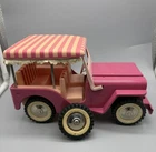 Vintage 1960s Tonka Pink Jeep Surrey Safari Truck W/ RARE Spare Tire