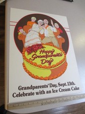 Baskin Robbins ice cream 1981 GRANDPARENT'S DAY cake family store display sign A