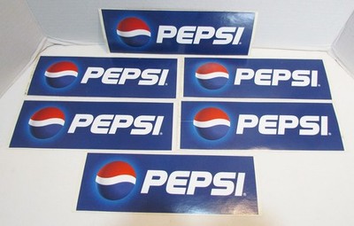 PEPSI COLA SODA 1990's PROMO BUMPER STICKER LOT OF 6 VINTAGE UNUSED 3.5''x10''