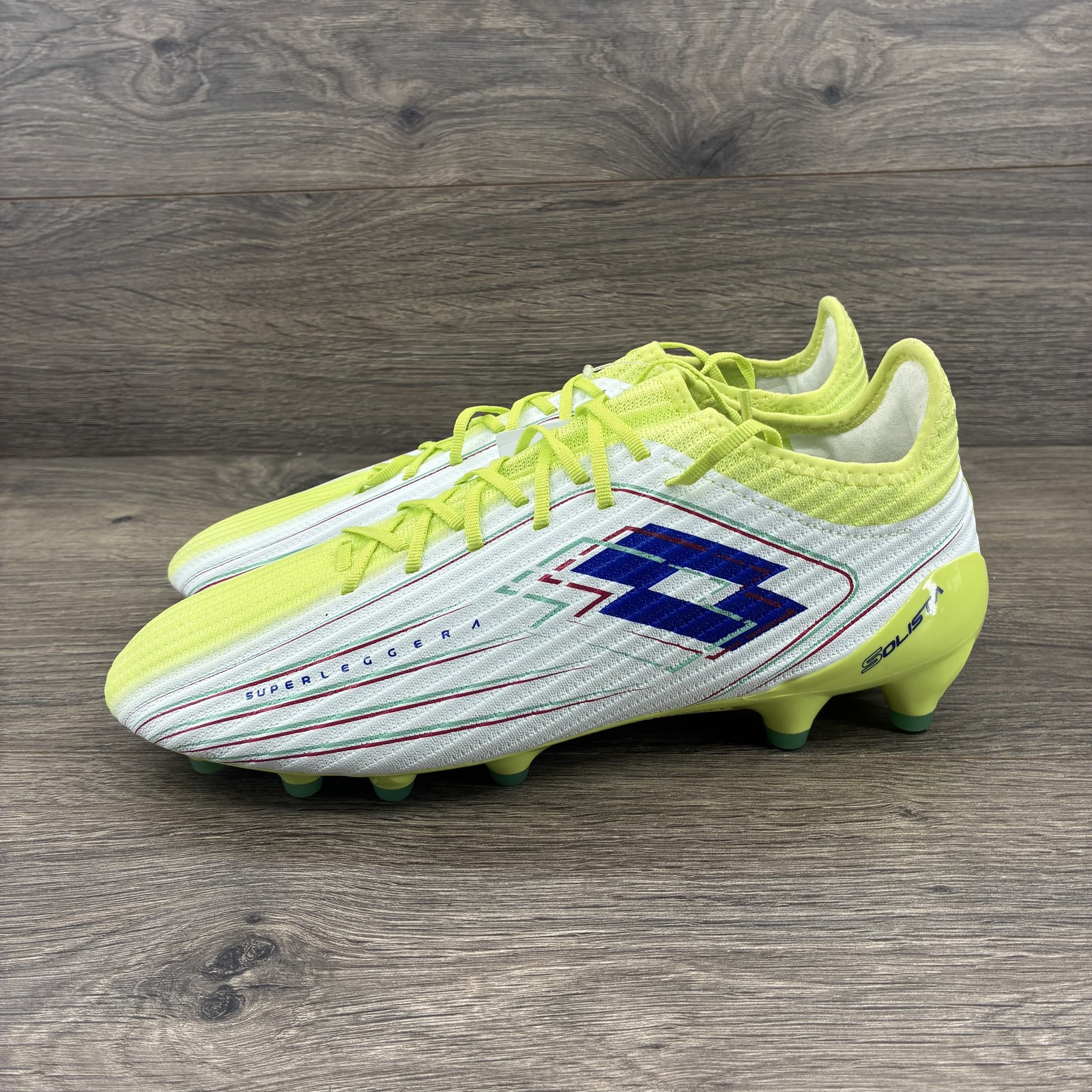 Lotto Solista 200 VIII FG Scarpe Calcio Uomo 9 Sunny Lime Surf the Web Bianco Nuove
