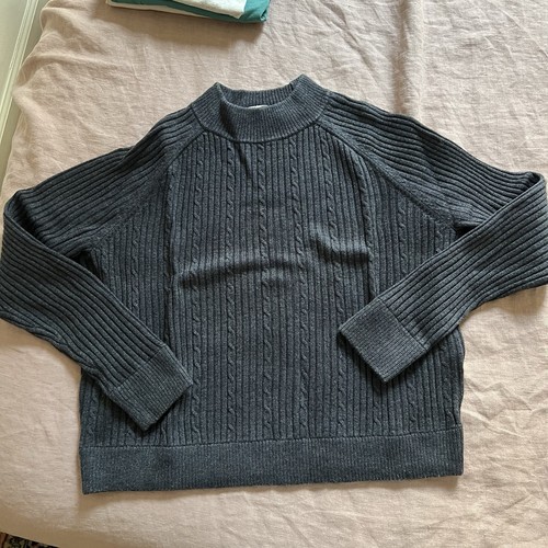 Frame Navy cable knit merino wool Cable Knit Mock Neck Sweater XS - Picture 1 of 3
