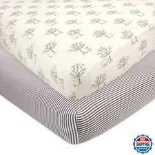 Touched by Nature Unisex Baby and Toddler Organic Cotton Crib Sheet, Birch Trees