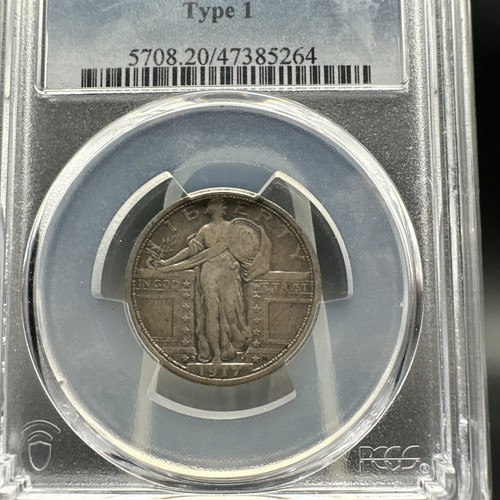 1917-D 25C Type 1 Standing Liberty Quarter - PCGS VF20 - Free Shipping - Picture 3 of 7
