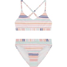 New Roxy Girls Size 8 Two-Piece Striped Bikini UPF 50 Sun Protection Swim Suit