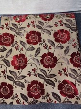 Made Measure Curtains Floral Flowers Vintage Eyelet Lined Brown Red Tones 105X87