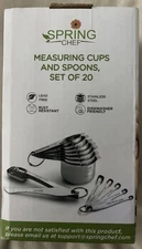 Stainless Steel Measuring Cups And Spoons Set Of 20-w/ Leveler Nesting New