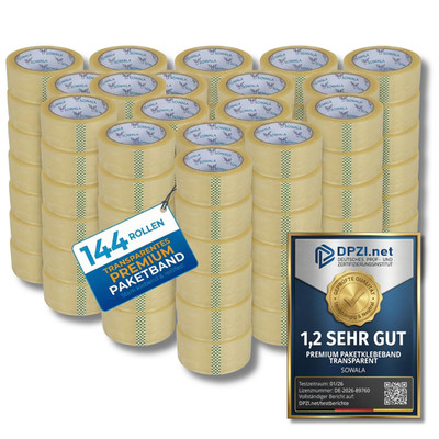 Paketklebeband Premium transparent 144 Rollen | extra stark & leise | Packband