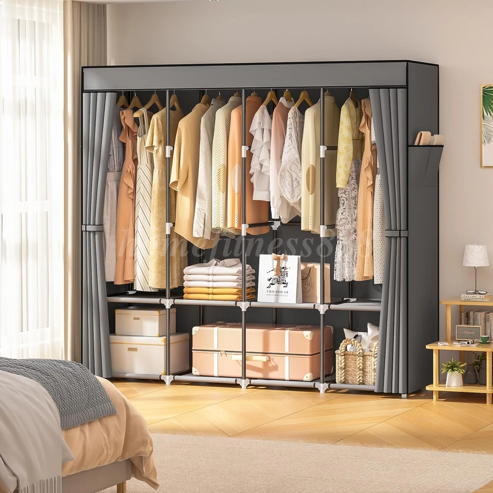 Nuevo Diseño Portátil Armario Armario Perchero Almacenamiento Organizador Estante Tela Foto 3 de 4