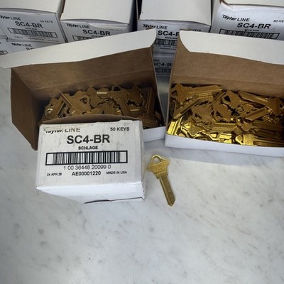 Taylor Line Ilco SC4-BR Key Blanks 100 Keys (2x 50 Pack) Brass Schlage SC4 Cut