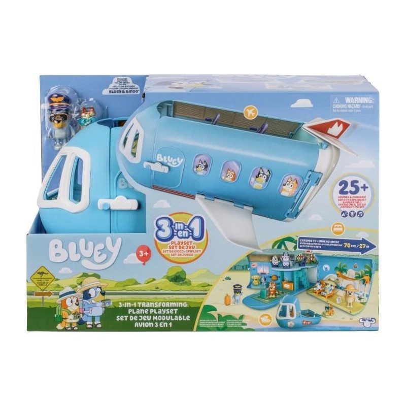 Avion de Bluey set de jeu transformable avec figurines pour enfants
