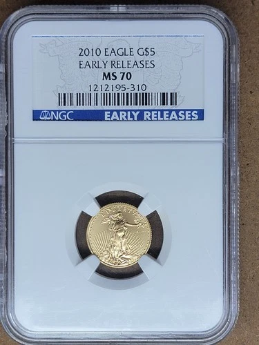 2010 $5 Gold Eagle NGC MS70 1/10 oz Gold Early Release