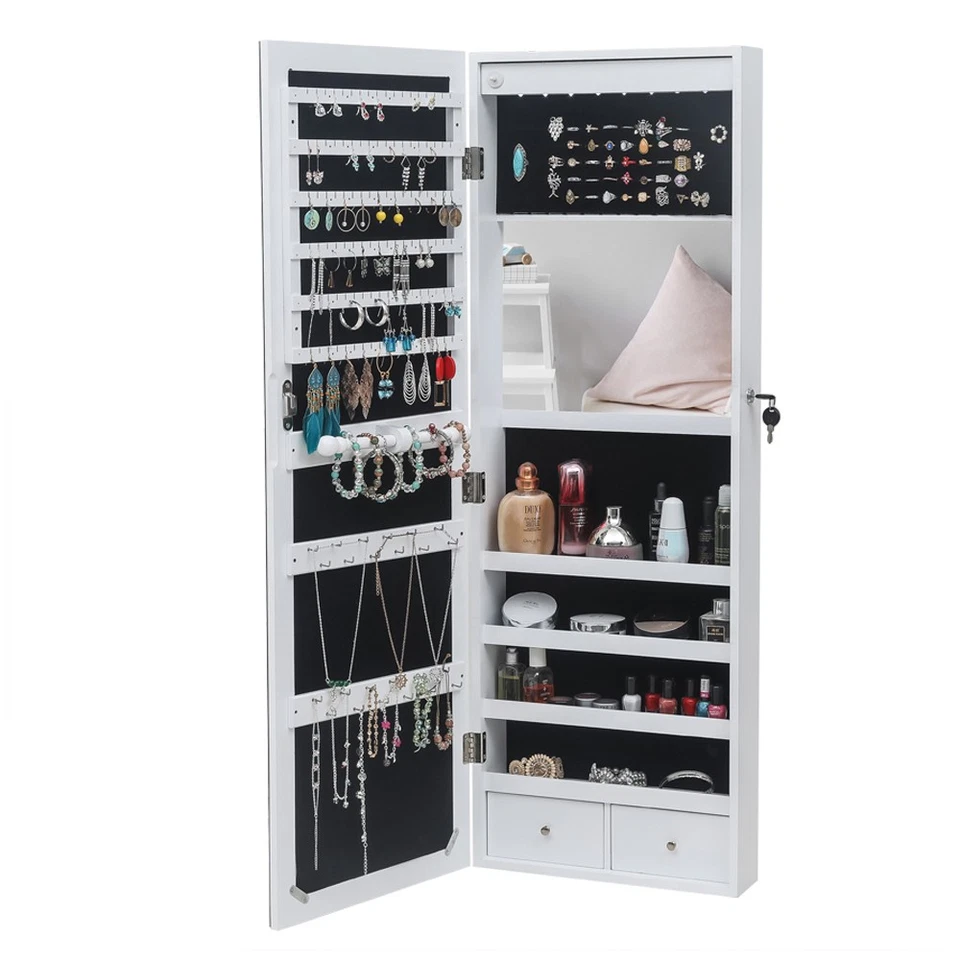 42.5 Inch Tall LED Full Mirror Jewelry Cabinet Jewelry Organizer Gift Idea