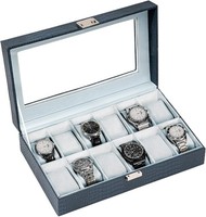 Uhrenbox 12 FäCher Mit Glasdeckel, Uhrenkoffer Pu-Leder FüR Herren,