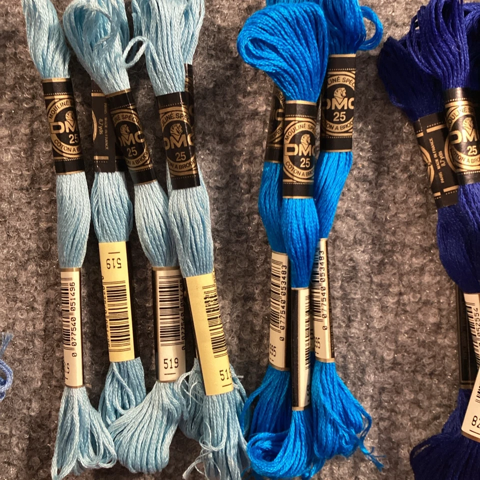 DMC Embroidery Floss Skeins Lot of 61 Mixed Blues 932 799 995 823 311 820 519 + - Image 3 of 4