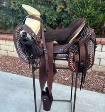 15" BROWN CHARRO SADDLE, MONTURA CHARRA PARA CABALLO, Horse Gear Tack, Charreria