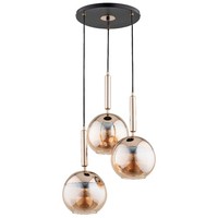 Pendelleuchte 3-Flammig Glas Schwarz Bernstein E27 L:52 Cm HäNgelampe KüChe