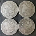 1881 O, 1883, 1883 S, and 1891 $1 Morgan Silver Dollars